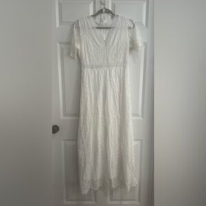 Women’s White Boho Maxi Dress NWOT